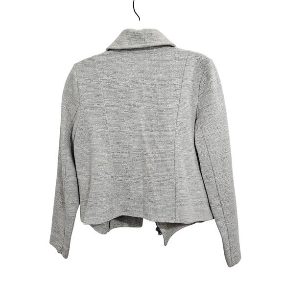 Light Grey Textured Knit Moto Jacket. Asymmetric zip. Size Medium - Picture 3 of 6